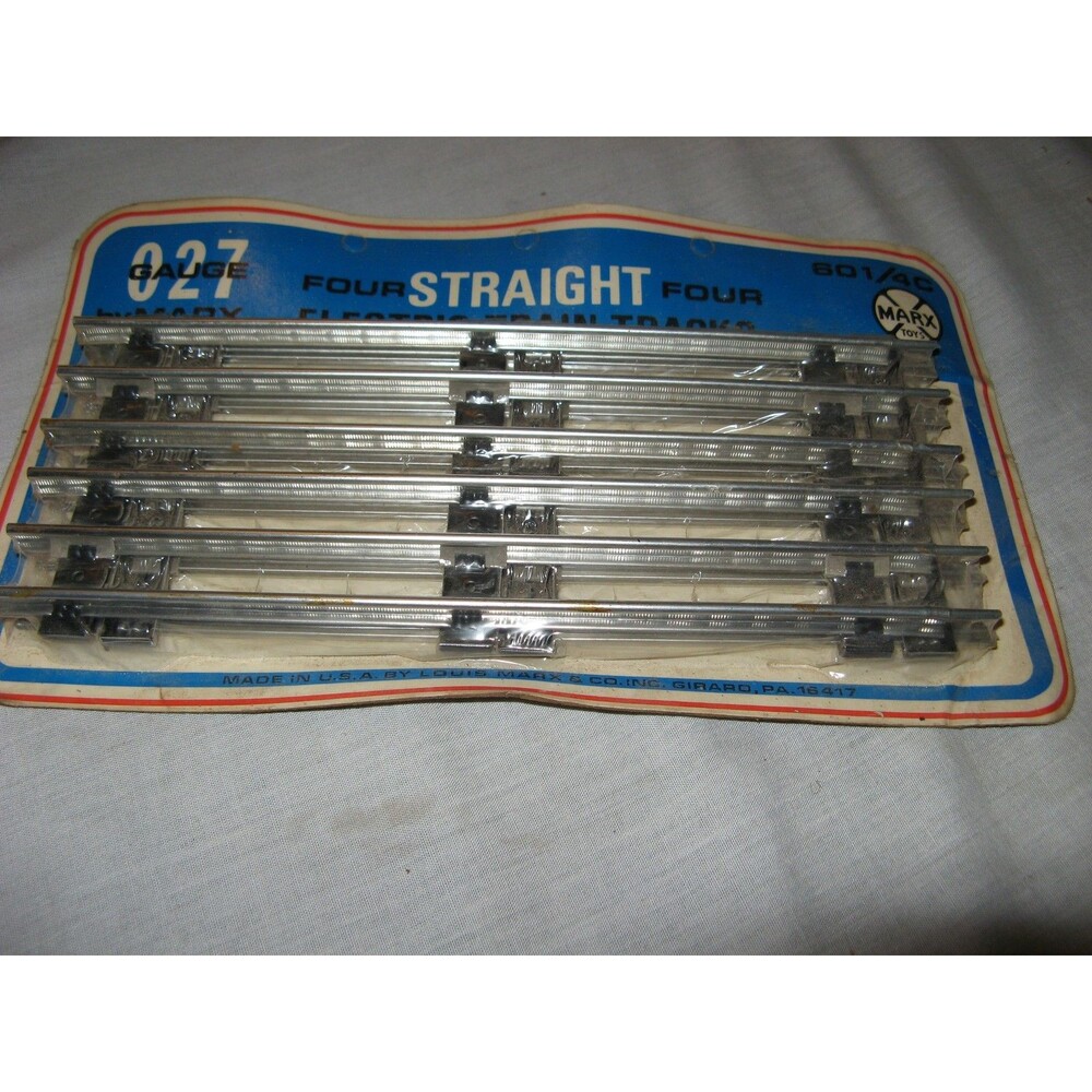 VINTAGE MARX 027 Gauge 4 Straight Electric Train Tracks USA New Sealed - 601/4C